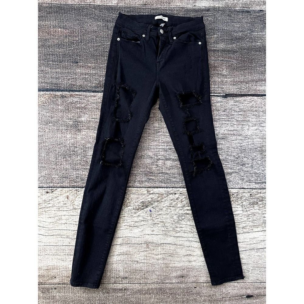 Good American Good Legs Skinny Jeans Ripped Black 26x29